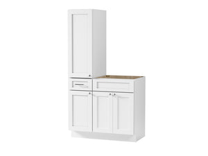 Disar 39'' Single Bathroom Vanity With Left Tall Linen Cabinet Dovetail Solid Wood Drawer Base Only