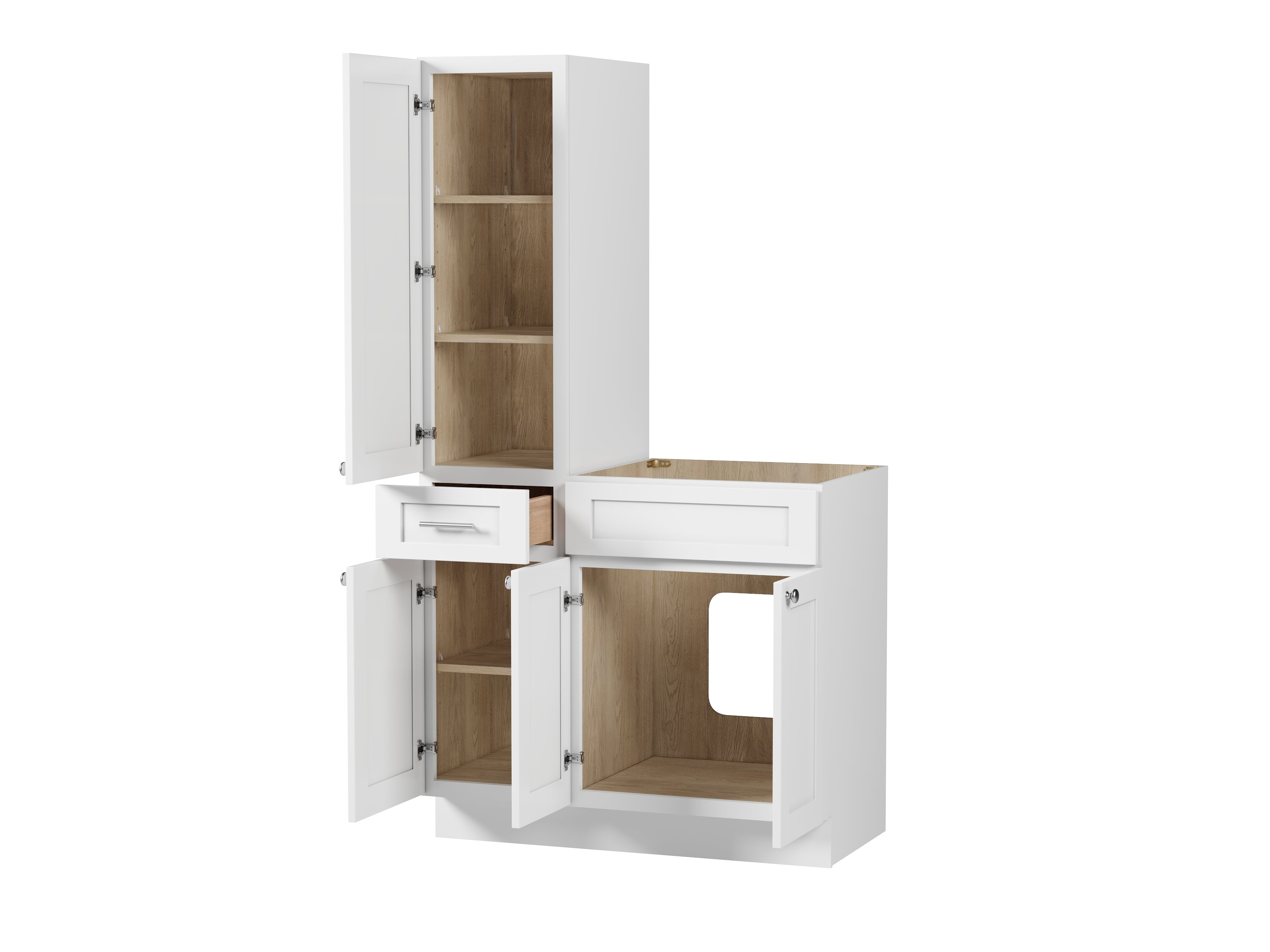 Disar 39'' Single Bathroom Vanity With Left Tall Linen Cabinet Dovetail Solid Wood Drawer Base Only