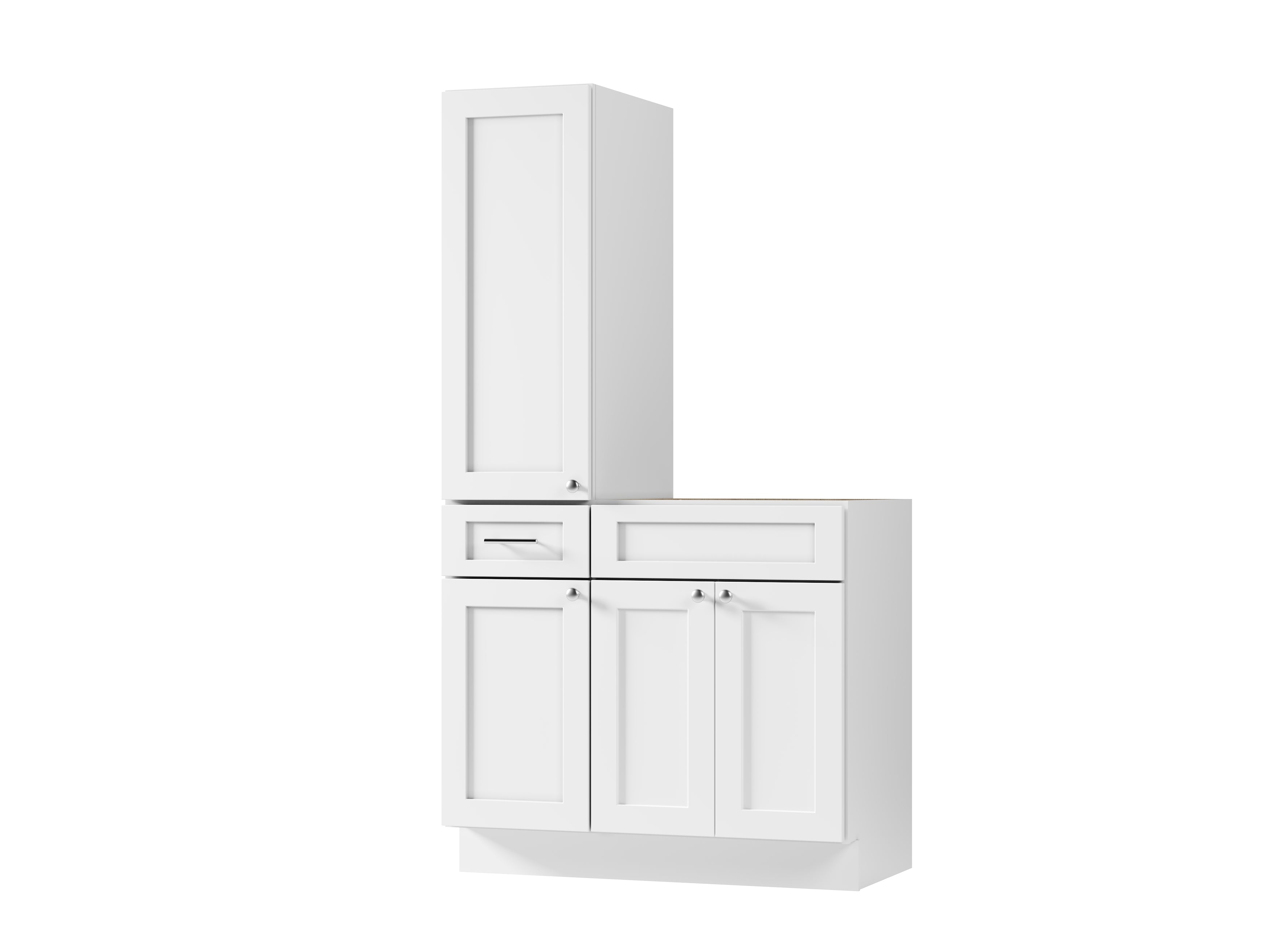 Disar 39'' Single Bathroom Vanity With Left Tall Linen Cabinet Dovetail Solid Wood Drawer Base Only