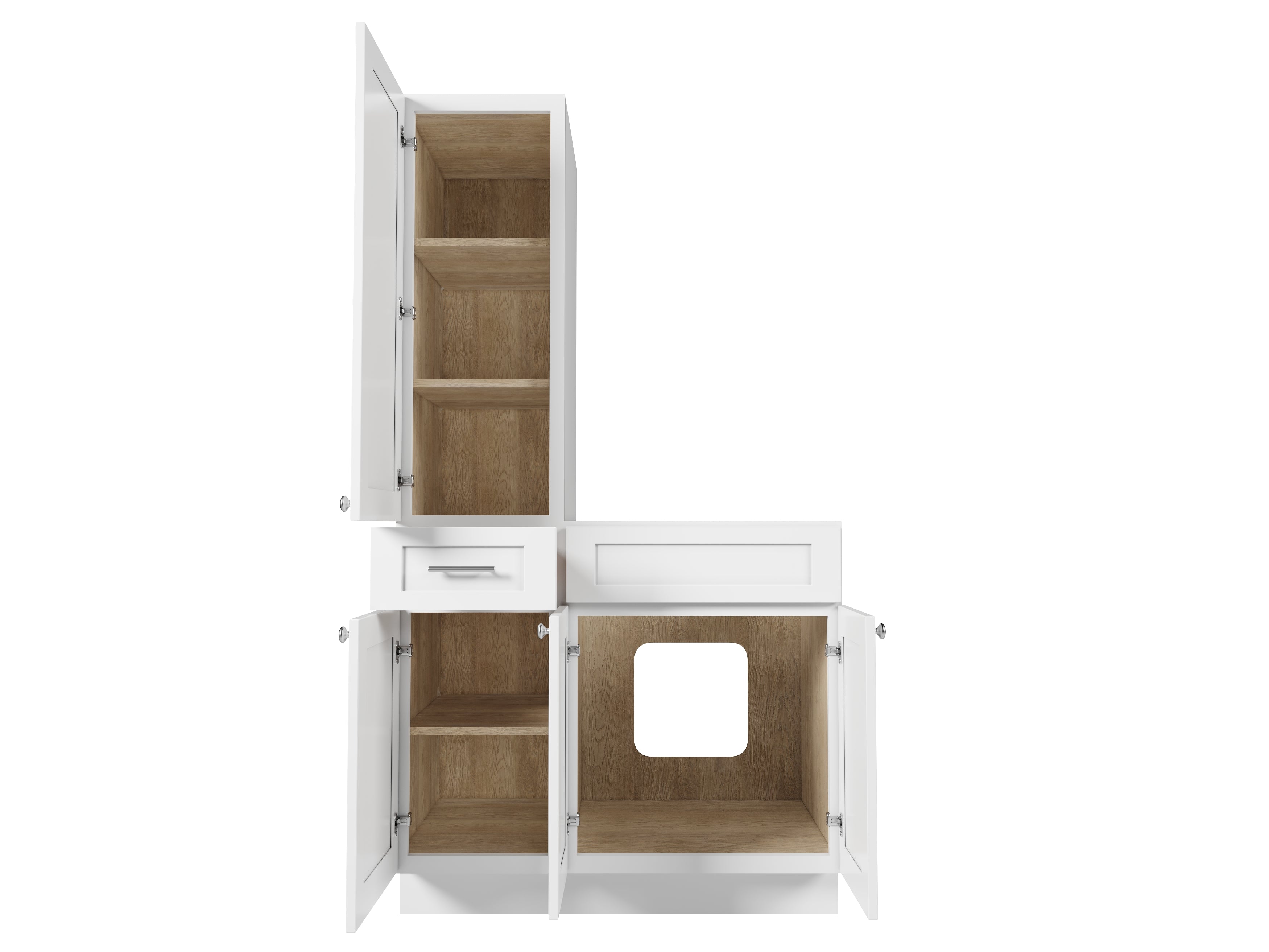 Disar 39'' Single Bathroom Vanity With Left Tall Linen Cabinet Dovetail Solid Wood Drawer Base Only