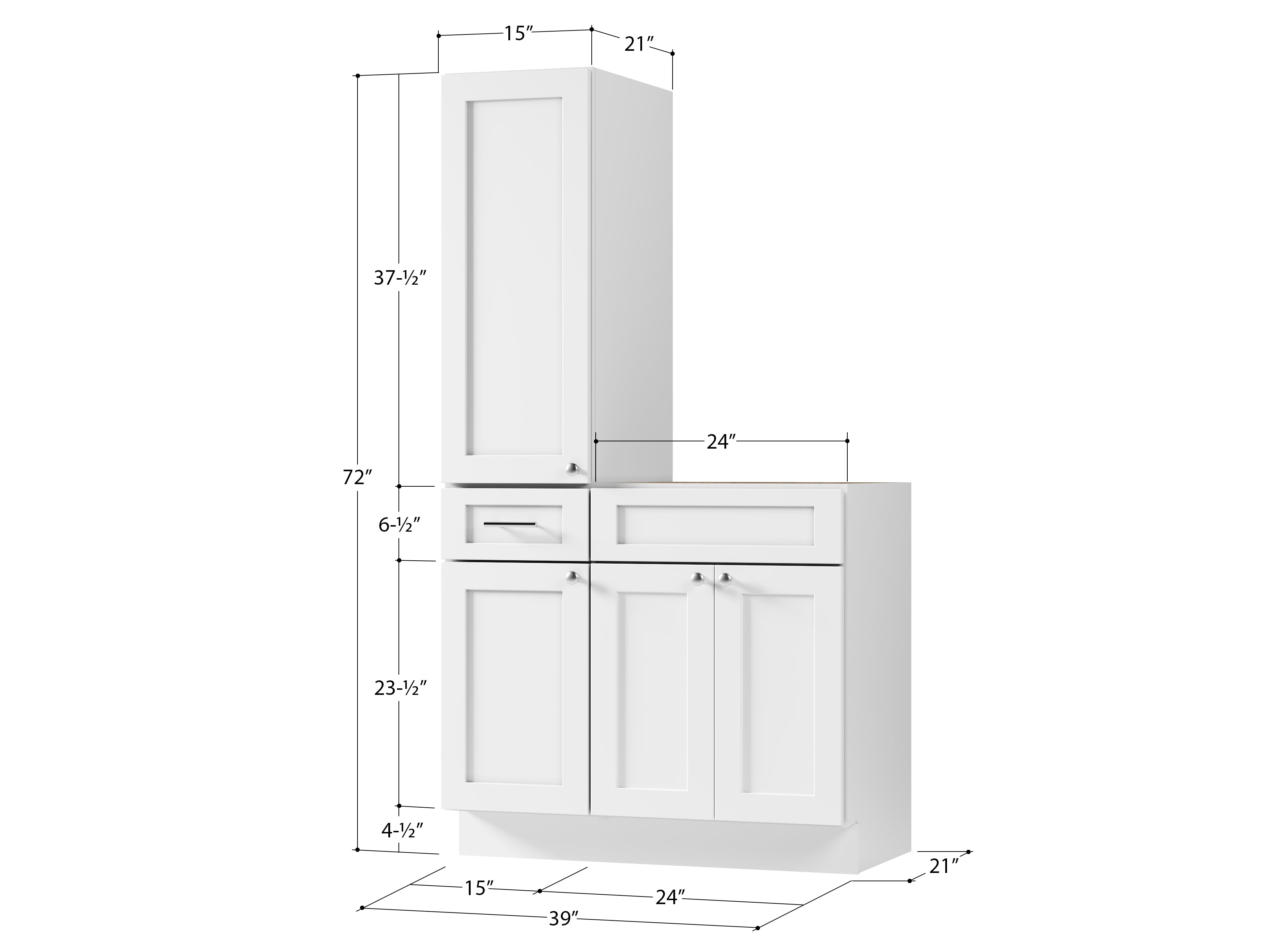Disar 39'' Single Bathroom Vanity With Left Tall Linen Cabinet Dovetail Solid Wood Drawer Base Only