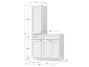 Disar 39'' Single Bathroom Vanity With Left Tall Linen Cabinet Dovetail Solid Wood Drawer Base Only