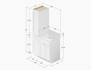 Disar 39'' Single Bathroom Vanity With Left Linen Tall Cabinet Dovetail Solid Wood Drawer Carrara Quartz Top