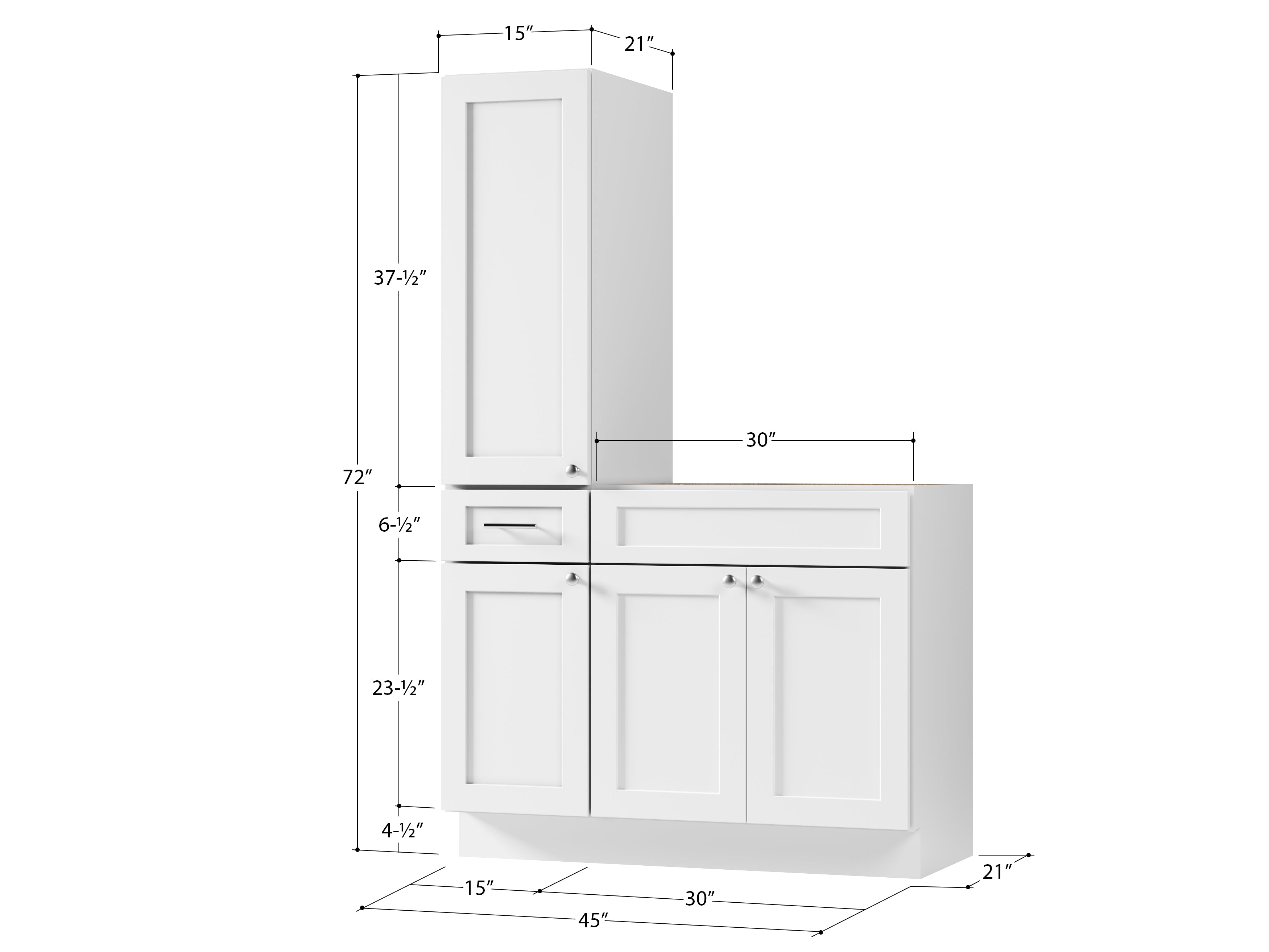 Disar 45'' Single Bathroom Vanity With Left Tall Linen Cabinet Dovetail Solid Wood Drawer Base Only