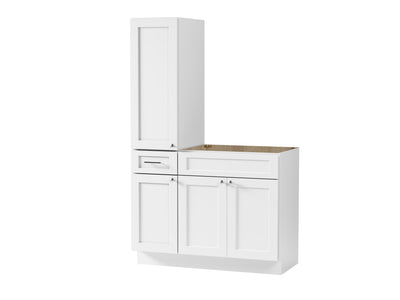 [color:White] 45'' Single Bathroom Vanity With Left Tall Linen Cabinet, Base Only - front view
