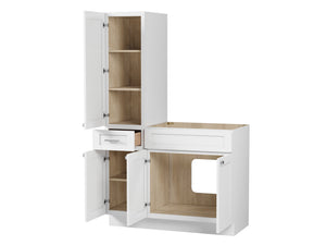 Disar 45'' Single Bathroom Vanity With Left Tall Linen Cabinet Dovetail Solid Wood Drawer Base Only