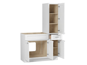 Disar 45'' Single Bathroom Vanity With Right Tall Linen Cabinet Dovetail Solid Wood Drawer Base Only