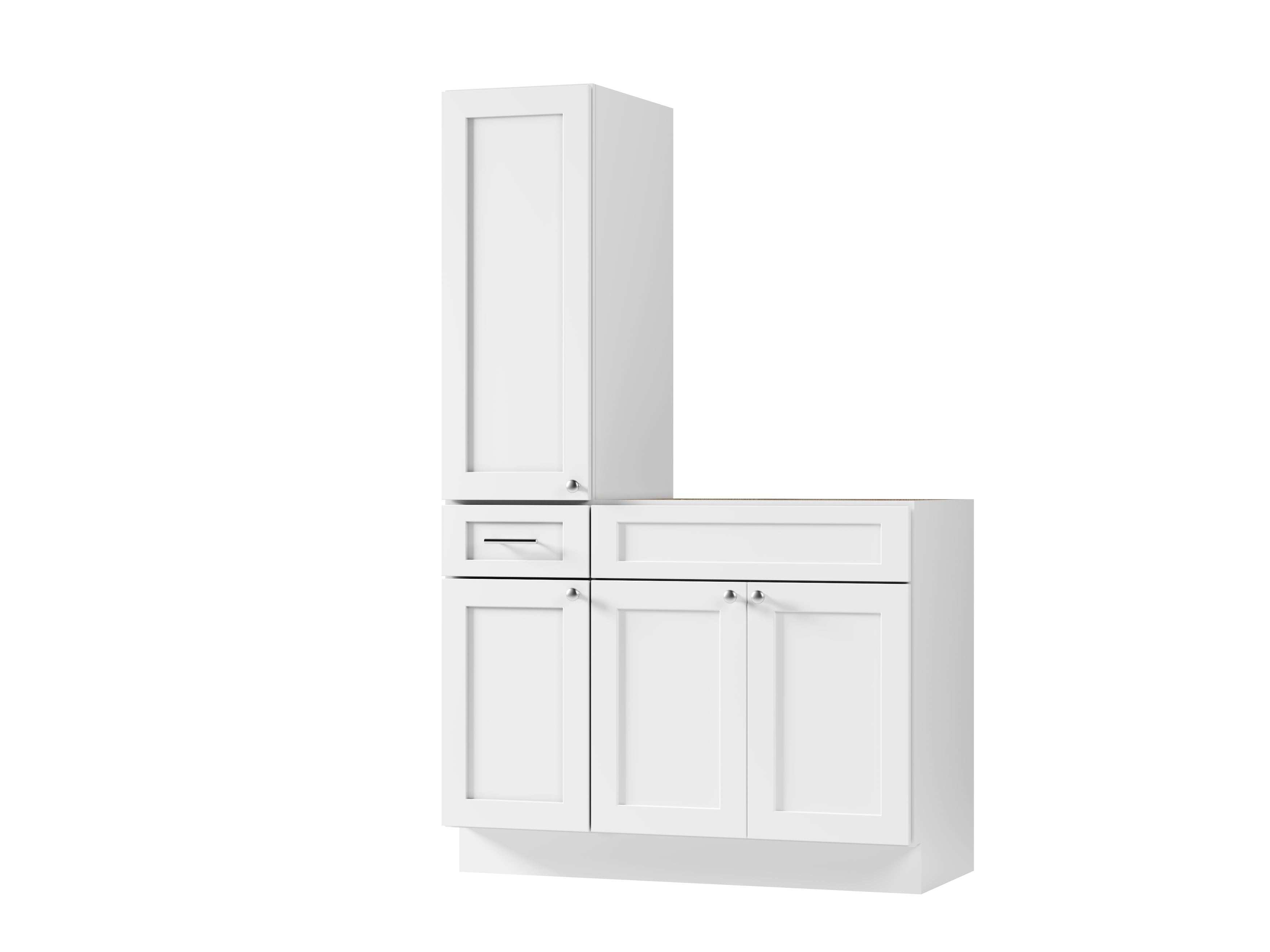 Disar 45'' Single Bathroom Vanity With Left Tall Linen Cabinet Dovetail Solid Wood Drawer Base Only