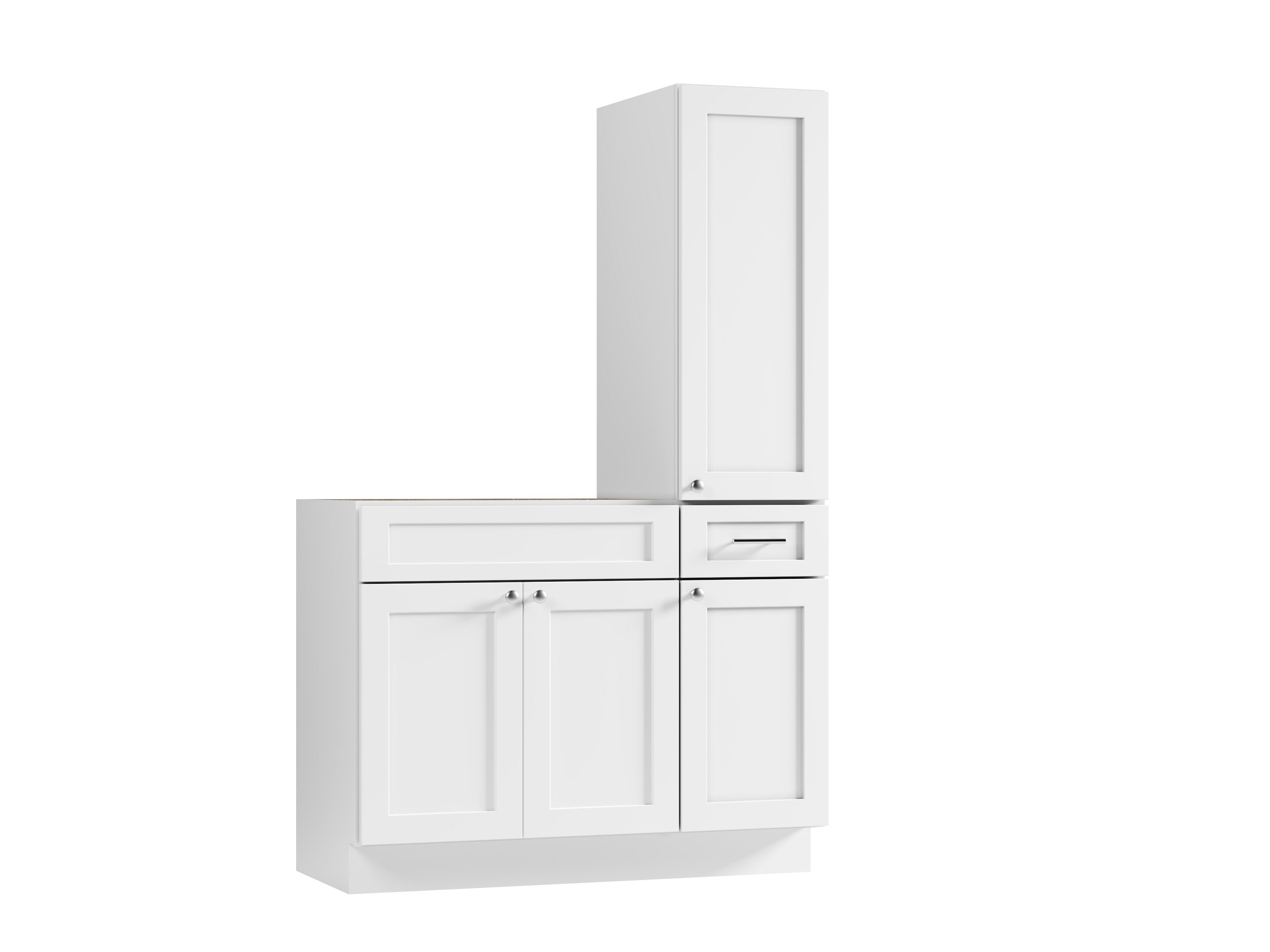 Disar 45'' Single Bathroom Vanity With Right Tall Linen Cabinet Dovetail Solid Wood Drawer Base Only