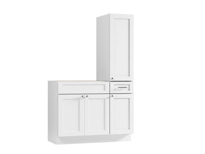 Disar 45'' Single Bathroom Vanity With Right Tall Linen Cabinet Dovetail Solid Wood Drawer Base Only