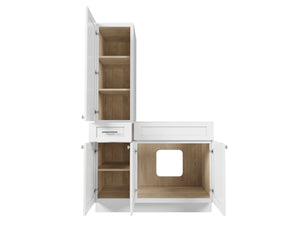 Disar 45'' Single Bathroom Vanity With Left Tall Linen Cabinet Dovetail Solid Wood Drawer Base Only