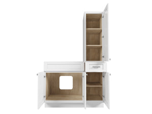 Disar 45'' Single Bathroom Vanity With Right Tall Linen Cabinet Dovetail Solid Wood Drawer Base Only