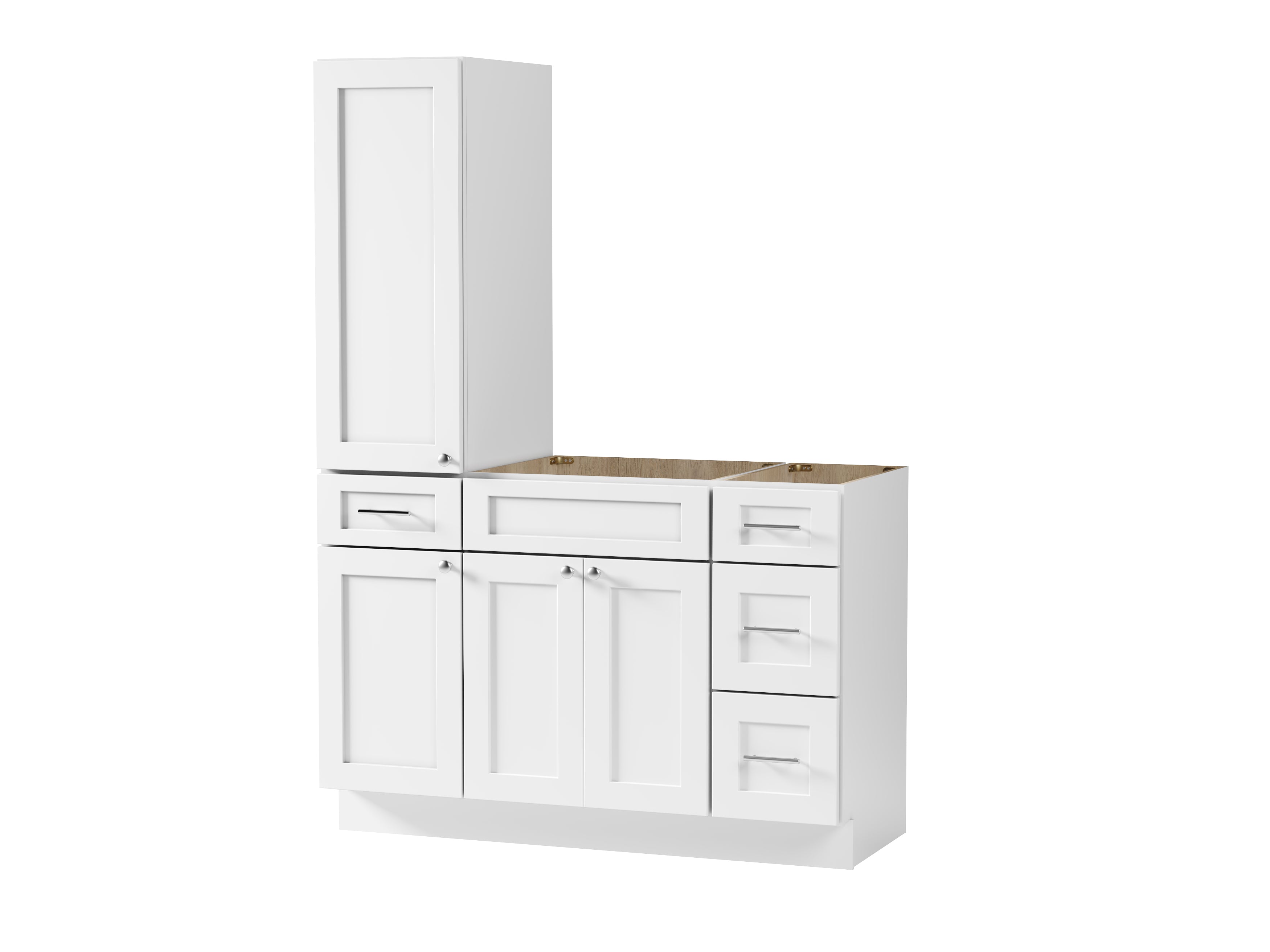 Disar 51'' Single Bathroom Vanity With Left Tall Linen Cabinet Dovetail Solid Wood Drawer Base Only