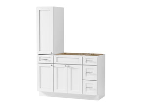 Disar 51'' Single Bathroom Vanity With Left Tall Linen Cabinet Dovetail Solid Wood Drawer Base Only