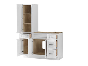 Disar 51'' Single Bathroom Vanity With Left Tall Linen Cabinet Dovetail Solid Wood Drawer Base Only