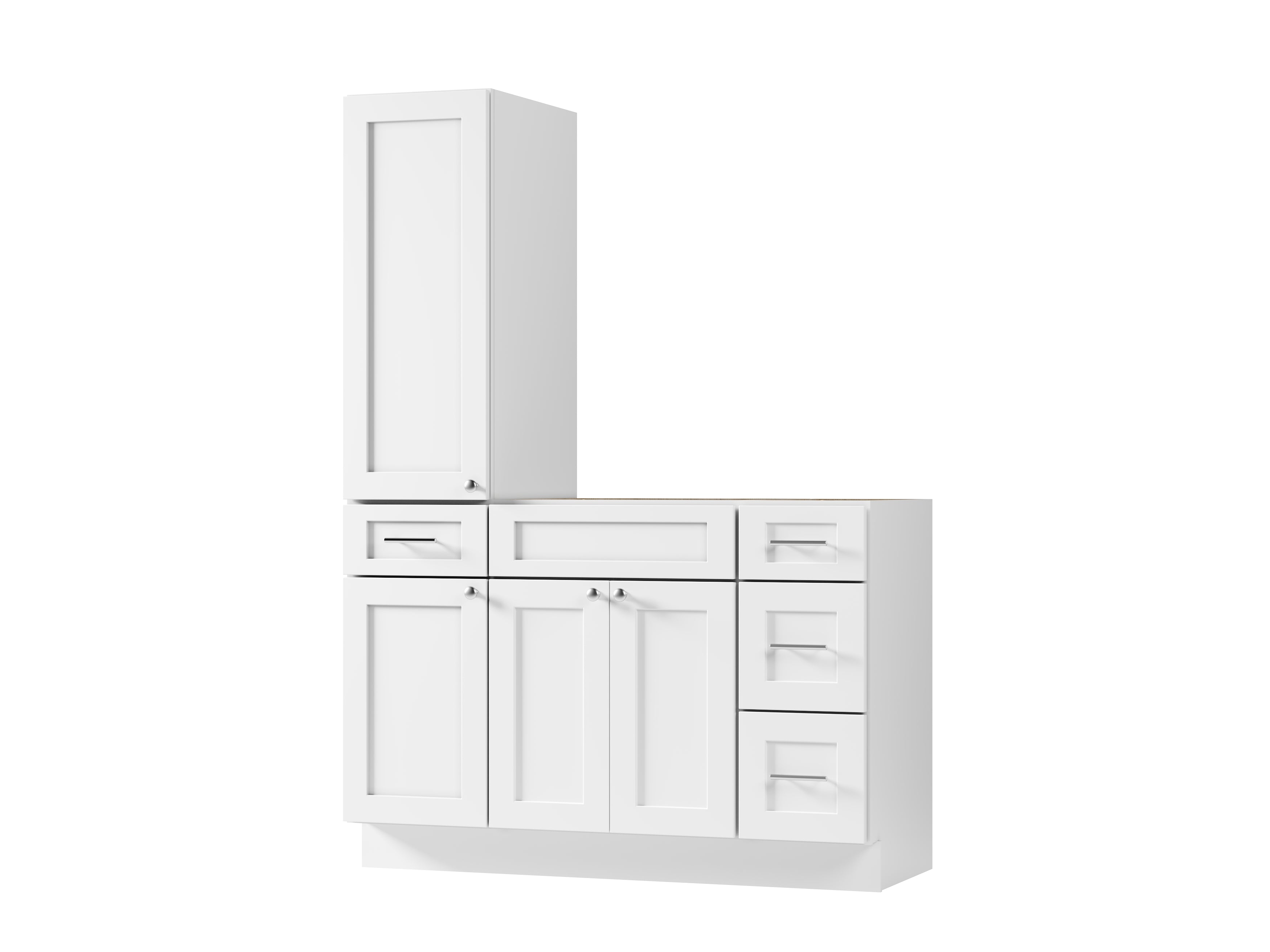 Disar 51'' Single Bathroom Vanity With Left Tall Linen Cabinet Dovetail Solid Wood Drawer Base Only