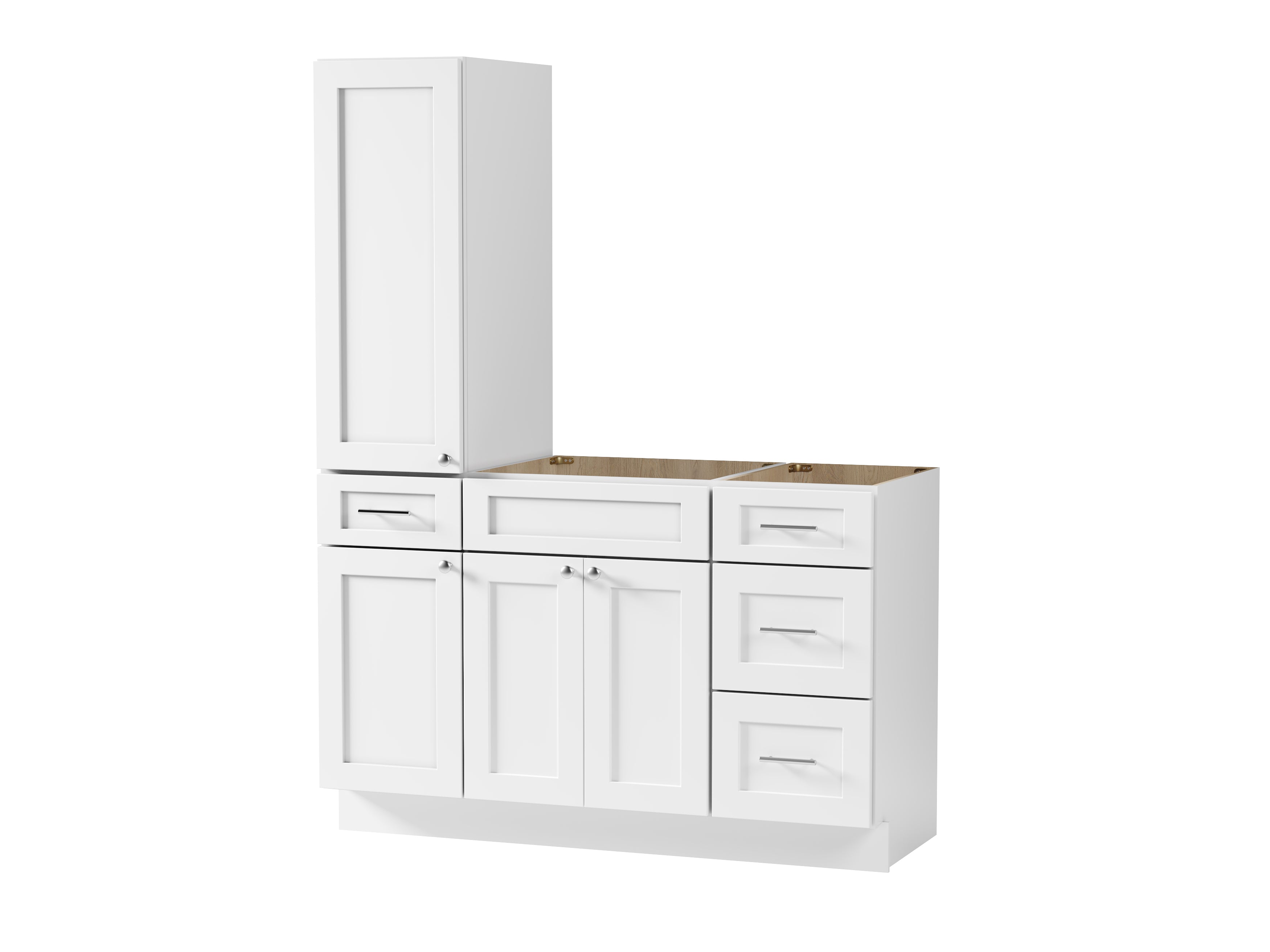 Disar 54'' Single Bathroom Vanity With Left Tall Linen Cabinet Dovetail Solid Wood Drawer Base Only