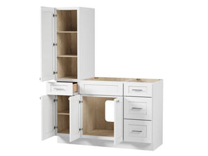 Disar 54'' Single Bathroom Vanity With Left Tall Linen Cabinet Dovetail Solid Wood Drawer Base Only