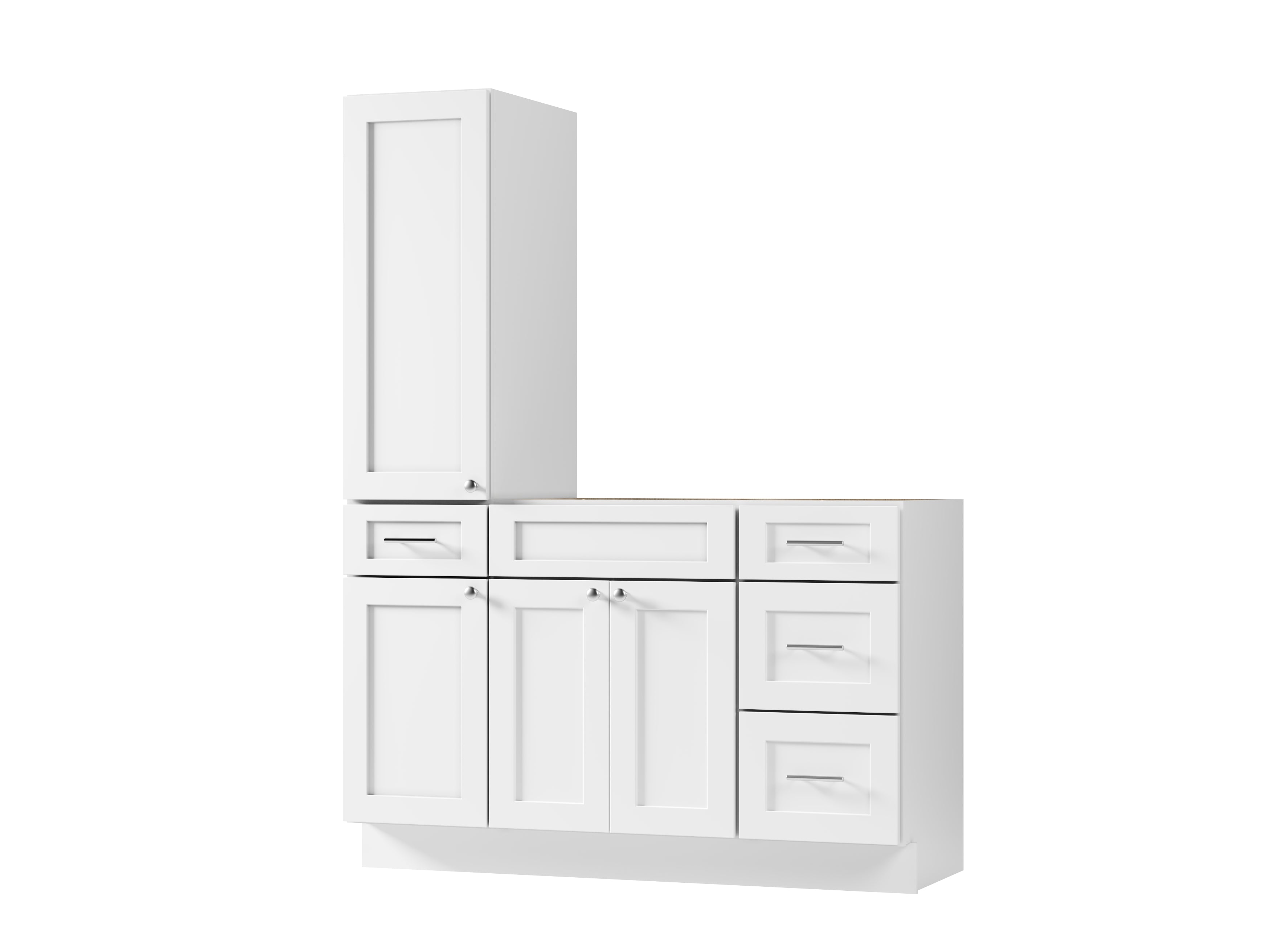 Disar 54'' Single Bathroom Vanity With Left Tall Linen Cabinet Dovetail Solid Wood Drawer Base Only