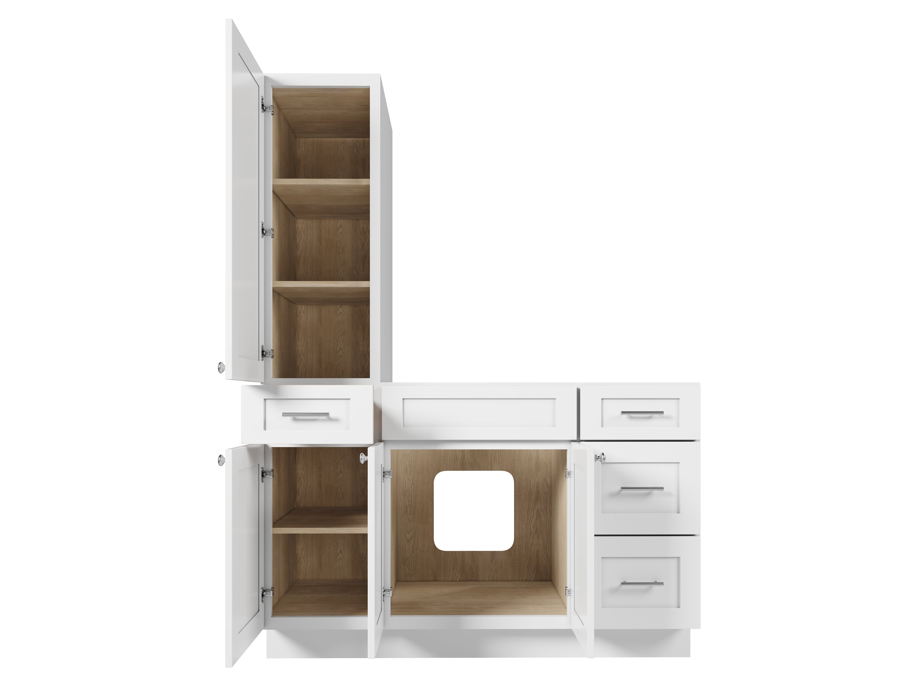 Disar 54'' Single Bathroom Vanity With Left Tall Linen Cabinet Dovetail Solid Wood Drawer Base Only