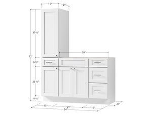 Disar 54'' Single Bathroom Vanity With Left Tall Linen Cabinet Dovetail Solid Wood Drawer Base Only