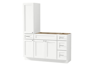 Disar 57'' Single Bathroom Vanity With Left Tall Linen Cabinet Dovetail Solid Wood Drawer Base Only