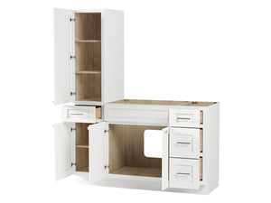 Disar 57'' Single Bathroom Vanity With Left Tall Linen Cabinet Dovetail Solid Wood Drawer Base Only