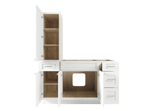 Disar 57'' Single Bathroom Vanity With Left Tall Linen Cabinet Dovetail Solid Wood Drawer Base Only