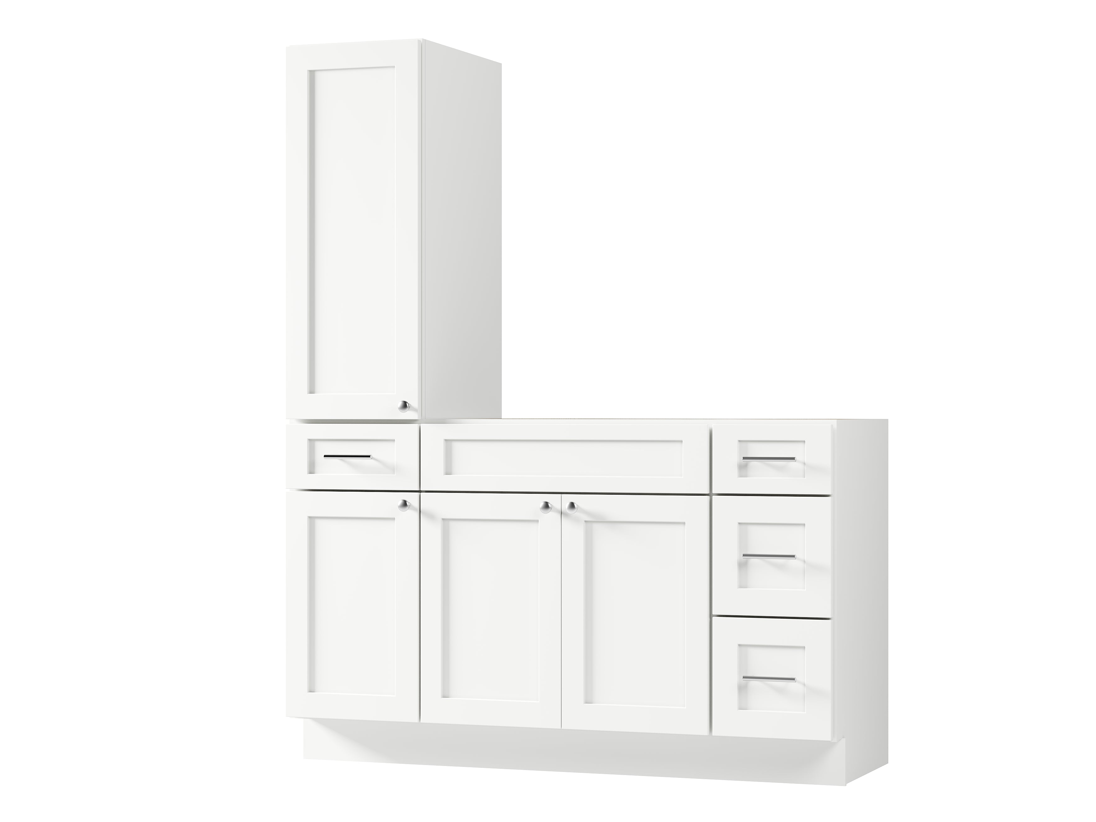Disar 57'' Single Bathroom Vanity With Left Tall Linen Cabinet Dovetail Solid Wood Drawer Base Only