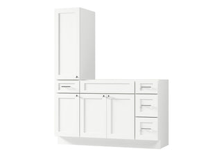 Disar 57'' Single Bathroom Vanity With Left Tall Linen Cabinet Dovetail Solid Wood Drawer Base Only