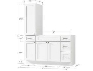 Disar 57'' Single Bathroom Vanity With Left Tall Linen Cabinet Dovetail Solid Wood Drawer Base Only
