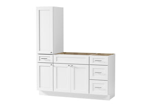 Disar 60'' Single Bathroom Vanity With Left Tall Linen Cabinet Dovetail Solid Wood Drawer Base Only