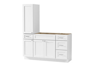 Disar 60'' Single Bathroom Vanity With Left Tall Linen Cabinet Dovetail Solid Wood Drawer Base Only