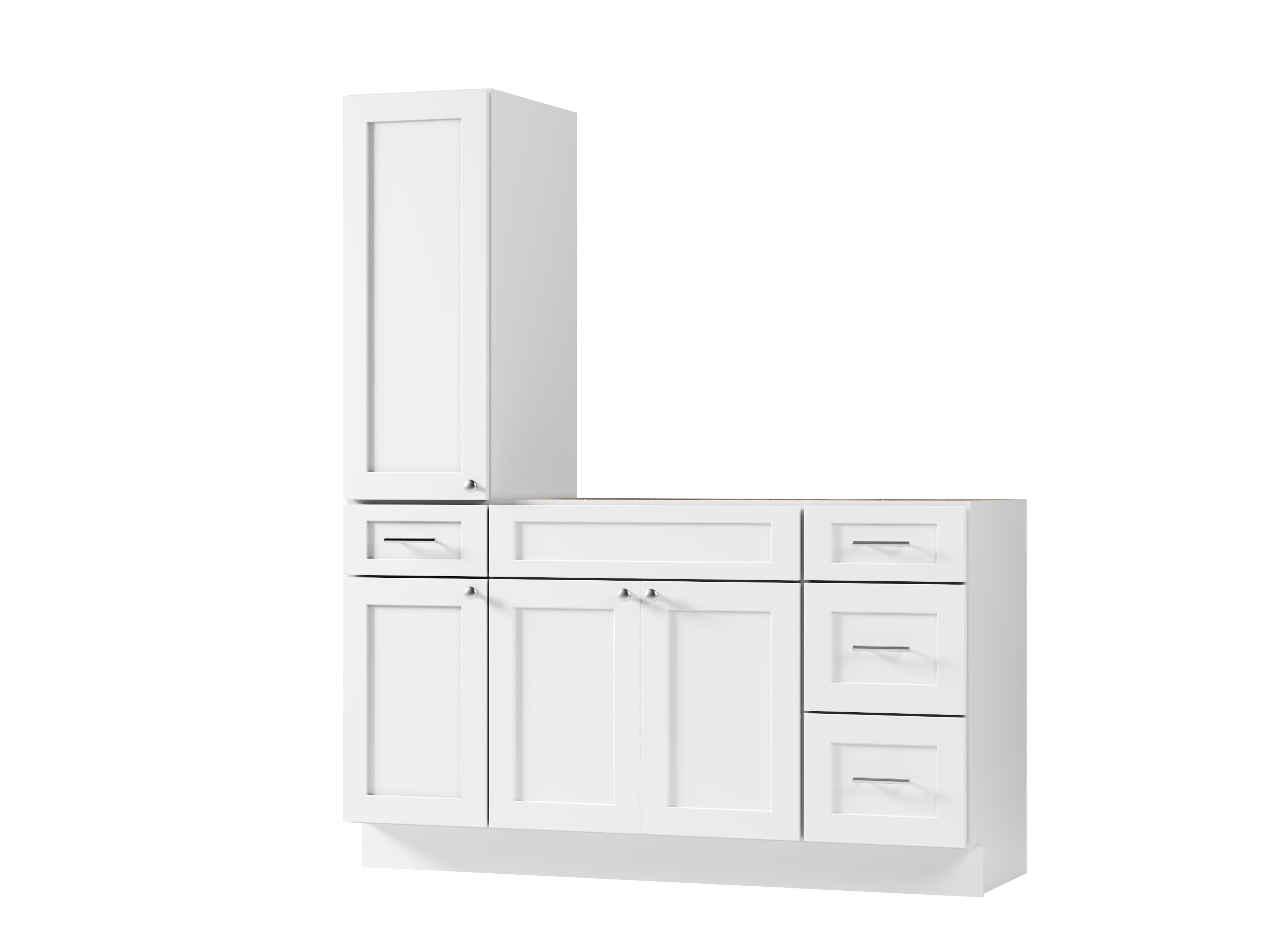 Disar 60'' Single Bathroom Vanity With Left Tall Linen Cabinet Dovetail Solid Wood Drawer Base Only