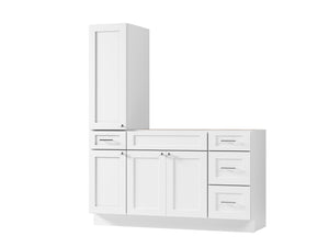 Disar 60'' Single Bathroom Vanity With Left Tall Linen Cabinet Dovetail Solid Wood Drawer Base Only