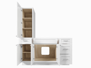 Disar 60'' Single Bathroom Vanity With Left Tall Linen Cabinet Dovetail Solid Wood Drawer Base Only