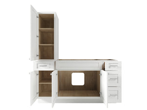 Disar 63'' Single Bathroom Vanity With Left Tall Linen Cabinet Dovetail Solid Wood Drawer Base Only