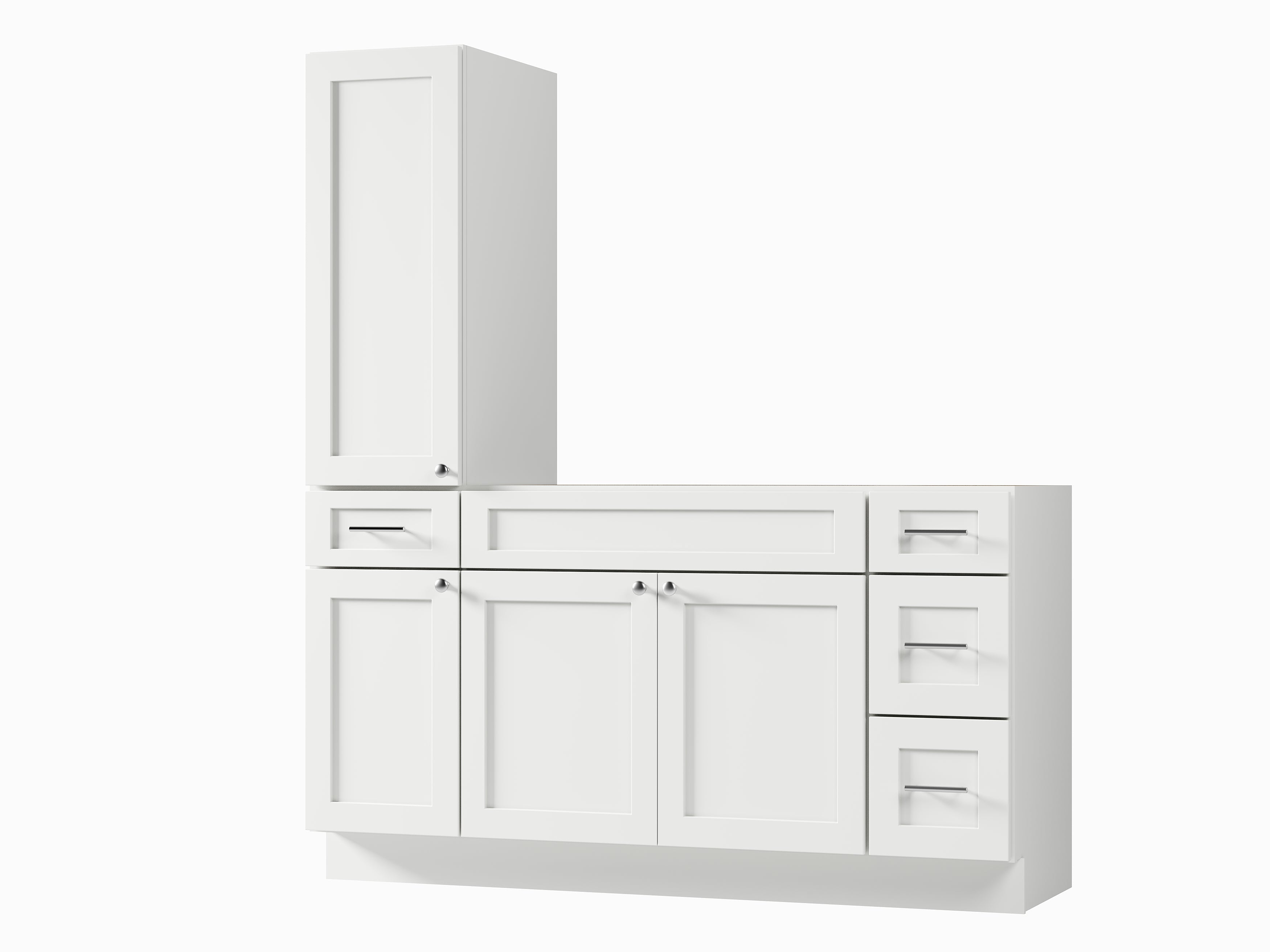 Disar 63'' Single Bathroom Vanity With Left Tall Linen Cabinet Dovetail Solid Wood Drawer Base Only