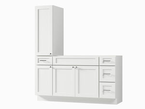 Disar 63'' Single Bathroom Vanity With Left Tall Linen Cabinet Dovetail Solid Wood Drawer Base Only