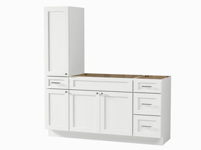 Disar 66'' Single Bathroom Vanity With Left Tall Linen Cabinet Dovetail Solid Wood Drawer Base Only