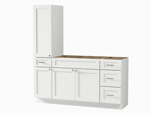Disar 66'' Single Bathroom Vanity With Left Tall Linen Cabinet Dovetail Solid Wood Drawer Base Only