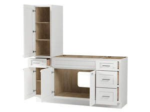 Disar 66'' Single Bathroom Vanity With Left Tall Linen Cabinet Dovetail Solid Wood Drawer Base Only