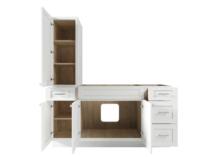Disar 66'' Single Bathroom Vanity With Left Tall Linen Cabinet Dovetail Solid Wood Drawer Base Only
