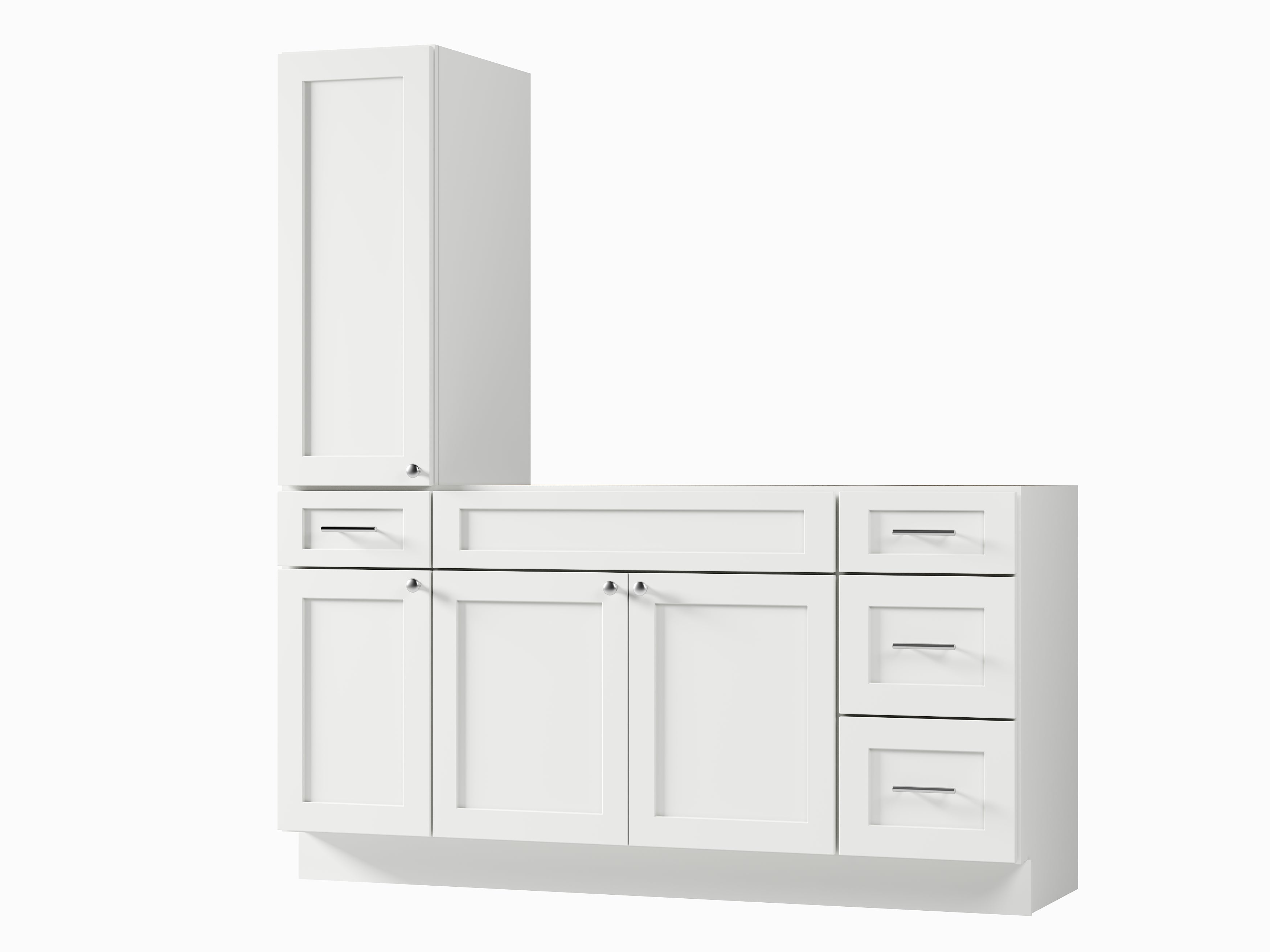 Disar 66'' Single Bathroom Vanity With Left Tall Linen Cabinet Dovetail Solid Wood Drawer Base Only