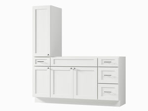 Disar 66'' Single Bathroom Vanity With Left Tall Linen Cabinet Dovetail Solid Wood Drawer Base Only