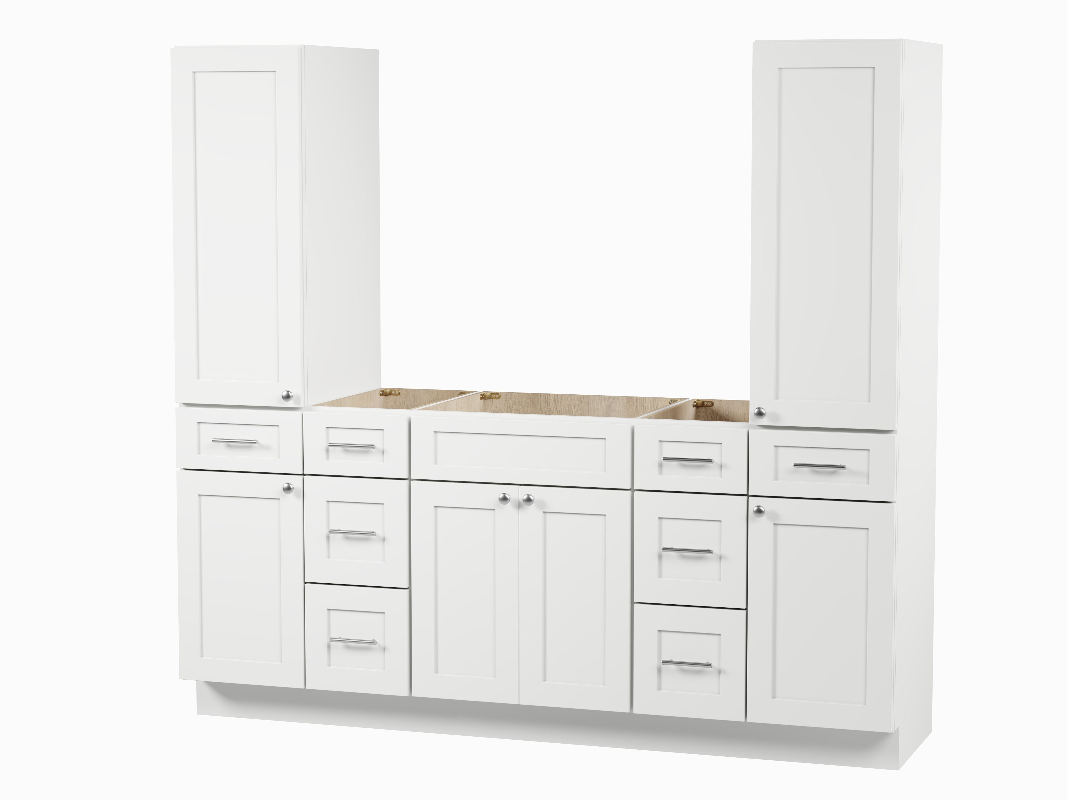Disar 78'' Single Bathroom Vanity With Tall Linen Cabinet Dovetail Solid Wood Drawer Base Only