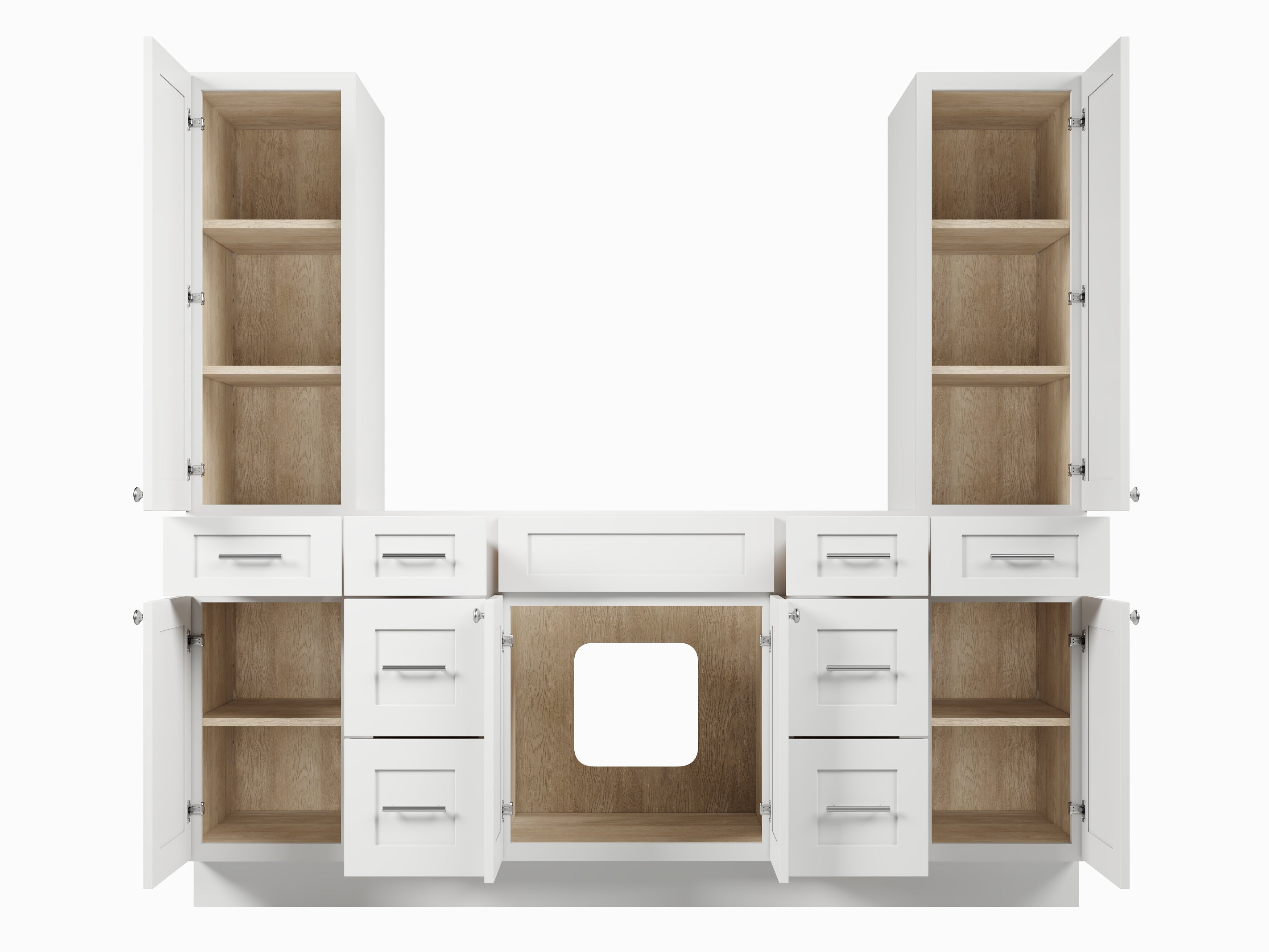 Disar 78'' Single Bathroom Vanity With Tall Linen Cabinet Dovetail Solid Wood Drawer Base Only