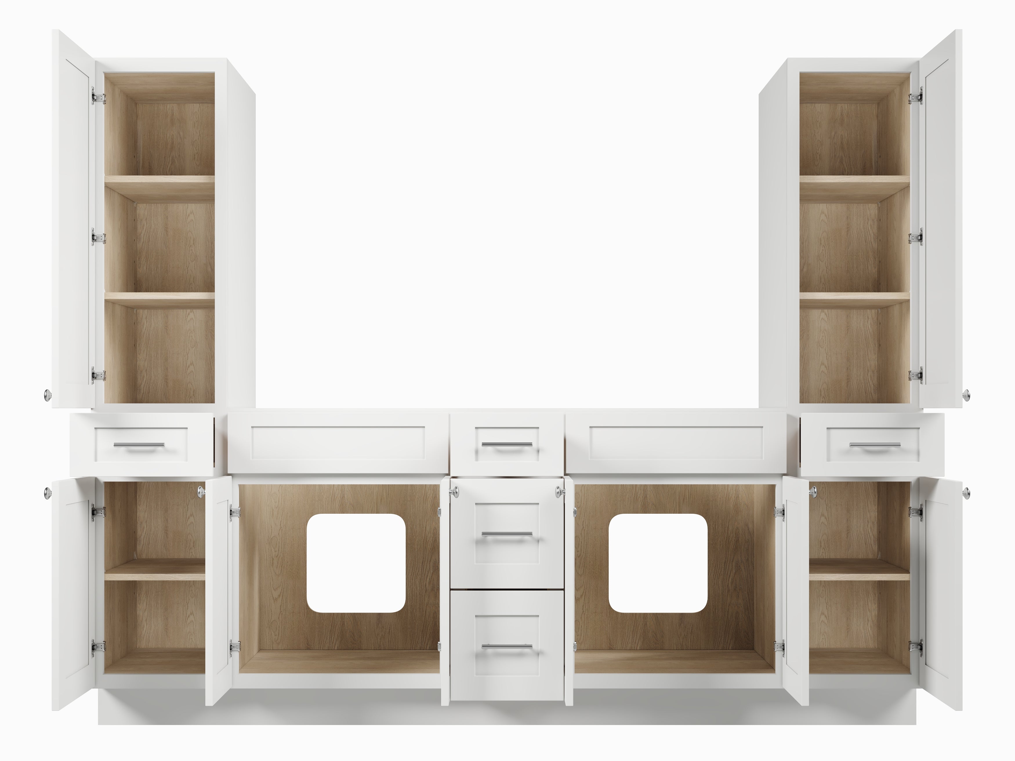 Disar 90'' Double Bathroom Vanity With Tall Linen Cabinet Dovetail Solid Wood Drawer Base Only