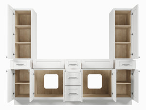 Disar 90'' Double Bathroom Vanity With Tall Linen Cabinet Dovetail Solid Wood Drawer Base Only