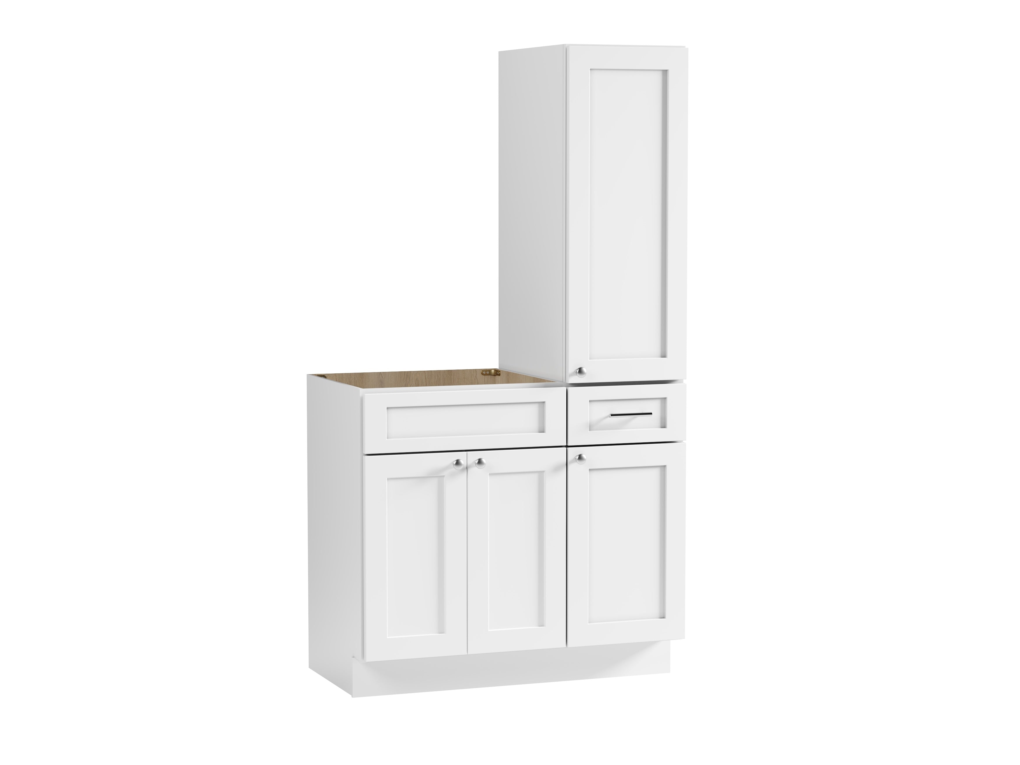 Disar 39'' Single Bathroom Vanity With Right Tall Linen Cabinet Dovetail Solid Wood Drawer Base Only